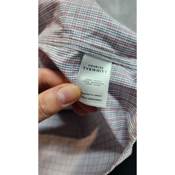 Charles Tyrwhitt Men's 17.5/34 in Non Iron Slim Fit Gingham Check Shirt - Picture 5 of 7